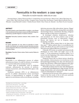 Panniculitis in the Newborn: a Case Report Paniculite No Recém-Nascido: Relato De Um Caso