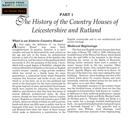 The History of the Country Houses of Leicestershire and Rutland