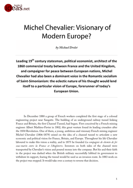 Michel Chevalier: Visionary of Modern Europe?