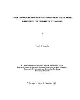 Body Experiences of Women Survivors of Child Sexual Abuse