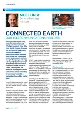 CONNECTED EARTH OUR TELECOMMUNICATIONS HERITAGE in Today’S Mobile, Digital World, Quality of Our Places