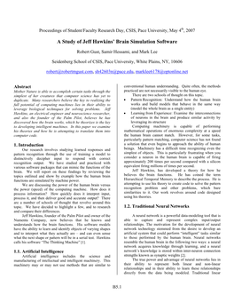 A Study of Jeff Hawkins' Brain Simulation Software