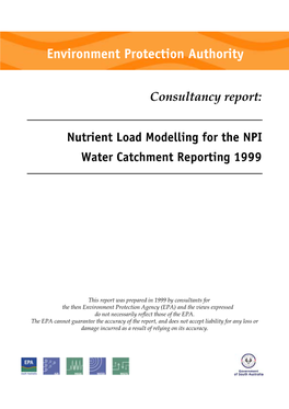 Nutrient Load Modelling for the NPI Water Catchment Reporting 1999