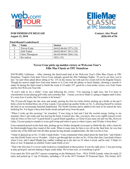 Trevor Cone Picks up Maiden Victory at Web.Com Tour's Ellie Mae