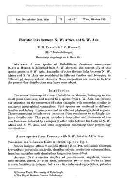 Floristic Links Between N. W. Africa and S. W. Asia