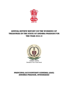 Annual Review Report on the Working of Treasuries in the State of Andhra Pradesh for the Year 2018-19 Principal Accountant Gener