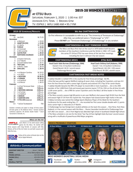 2019-20 WOMEN's BASKETBALL at ETSU Bucs