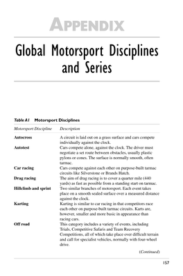 Global Motorsport Disciplines and Series