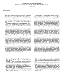 The Macchiaioli As "Proto-Impressionists": Realism, Popular Science and the Re-Shaping of Macchia Romanticism, 1862-1886