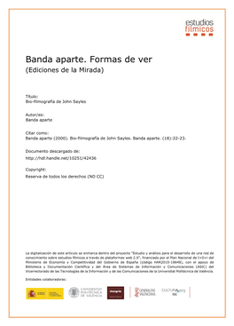 Banda Aparte. Formas De Ver (Ediciones De La Mirada)