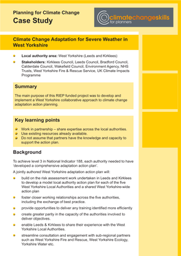 Climate Change Adaptation for Severe Weather in West Yorkshire