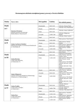 Harmonogram Udzielania Nieodpłatnej Pomocy Prawnej W Powiecie Bielskim