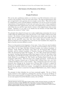 Douglas Johnson Brief Analysis of the Boundaries of the 28 States