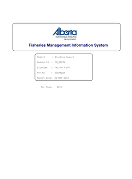 Fish Stocking Report 2011