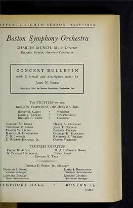 Boston Symphony Orchestra Concert Programs, Season 78, 1958-1959, Subscription