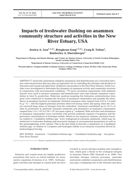 Impacts of Freshwater Flushing on Anammox Community Structure and Activities in the New River Estuary, USA