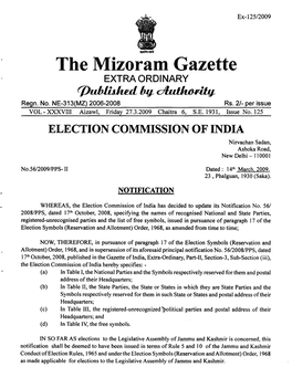 The Mizoram Gazette EXTRA ORDINARY Rpuhlithul Bv ~ Regn