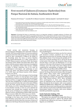 Chec List ISSN 1809-127X (Available at Journal of Species Lists and Distribution