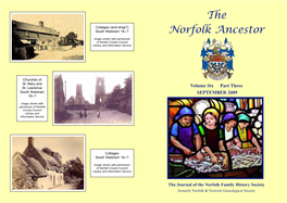 The Norfolk Ancestor, Journal of the NFHS 202 September 2009 the Norfolk Ancestor, the Journal of the NFHS 139 September 2009