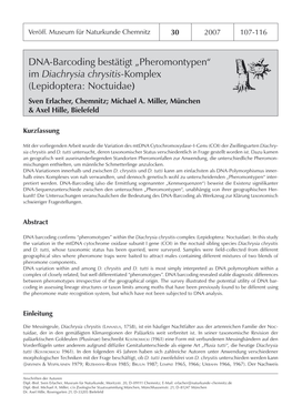 Im Diachrysia Chrysitis-Komplex (Lepidoptera: Noctuidae) Sven Erlacher, Chemnitz; Michael A