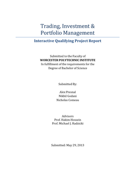 Trading, Investment & Portfolio Management
