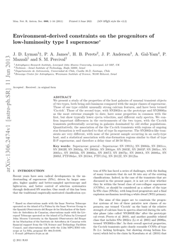 Environment-Derived Constraints on the Progenitors of Low-Luminosity Type I Supernovae