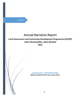 Annual Narrative Report Local Governance and Community Development Programme (LGCDP) Lahan Municipality, Lahan (Siraha) 2015