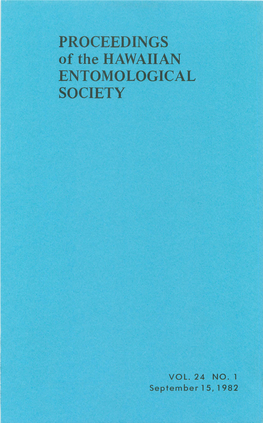 PROCEEDINGS of the HAWAIIAN ENTOMOLOGICAL SOCIETY