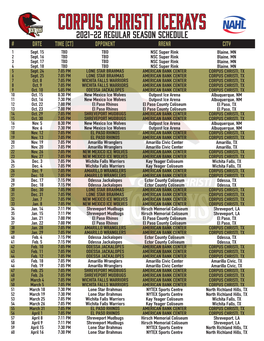 Icerays 2021-22 Schedule