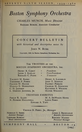 Boston Symphony Orchestra Concert Programs, Season 79, 1959
