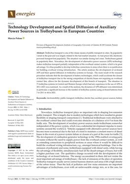 Technology Development and Spatial Diffusion of Auxiliary Power Sources in Trolleybuses in European Countries