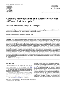 Coronary Hemodynamics and Atherosclerotic Wall Stiffness: a Vicious Cycle Q