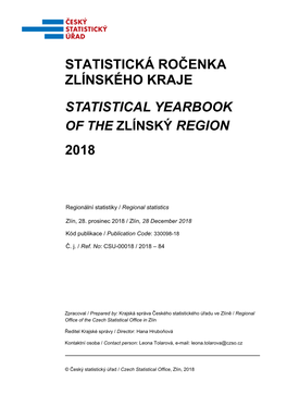 Statistická Ročenka Zlínského Kraje Statistical Yearbook