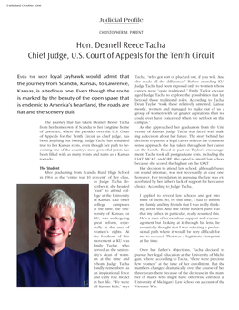 Hon. Deanell Reece Tacha Chief Judge, U.S. Court of Appeals for the Tenth Circuit