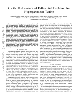 On the Performance of Differential Evolution for Hyperparameter Tuning