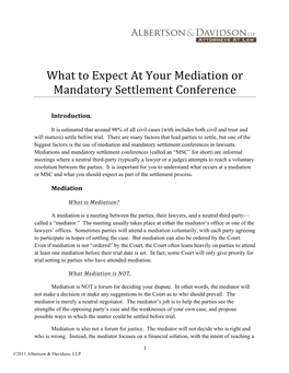 What to Expect at Your Mediation Or Mandatory Settlement Conference