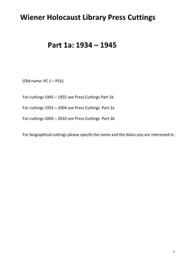 Press Cuttings Part 1A: 1933-1945