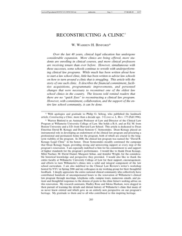 Reconstructing a Clinic 1