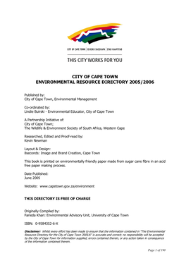 Published By: City of Cape Town, Environmental Management