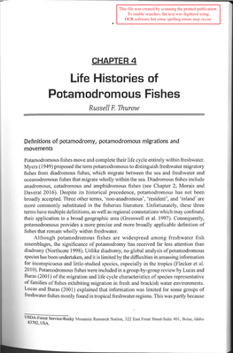 Life Histories of Potamodromous Fishes [Chapter 4]