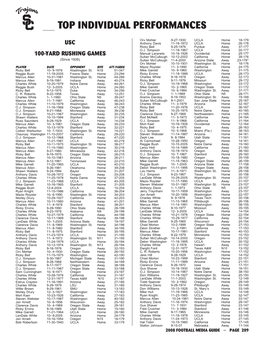 Usc 100-Yard Rushing Games