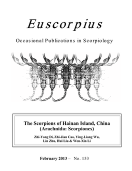 The Scorpions of Hainan Island, China (Arachnida: Scorpiones)