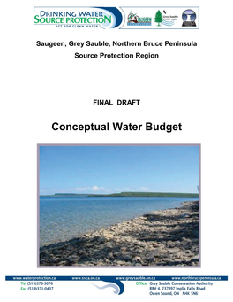 Final DRAFT Conceptual Water Budget 1.0 Conceptual Water Budget