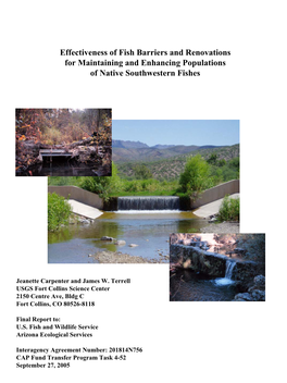 Effectiveness of Fish Barriers and Renovations for Maintaining and Enhancing Populations of Native Southwestern Fishes