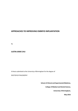 Approaches to Improving Embryo Implantation