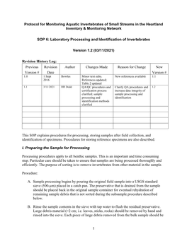 1 Protocol for Monitoring Aquatic Invertebrates of Small Streams In