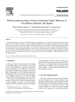 Rodent Palaeoecology of the Continental Upper Miocene of Crevillente (Alicante, SE Spain)