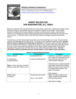 Hardy Bulbs for the Washington, D.C. Area