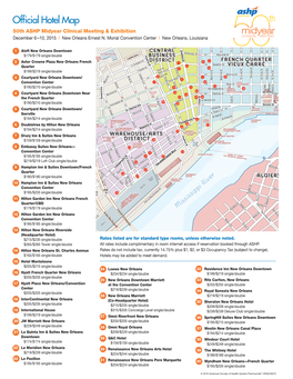 Official Hotel Map 50Th ASHP Midyear Clinical Meeting & Exhibition December 6 –10, 2015 I New Orleans Ernest N