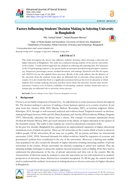 Factors Influencing Students' Decision Making in Selecting University In